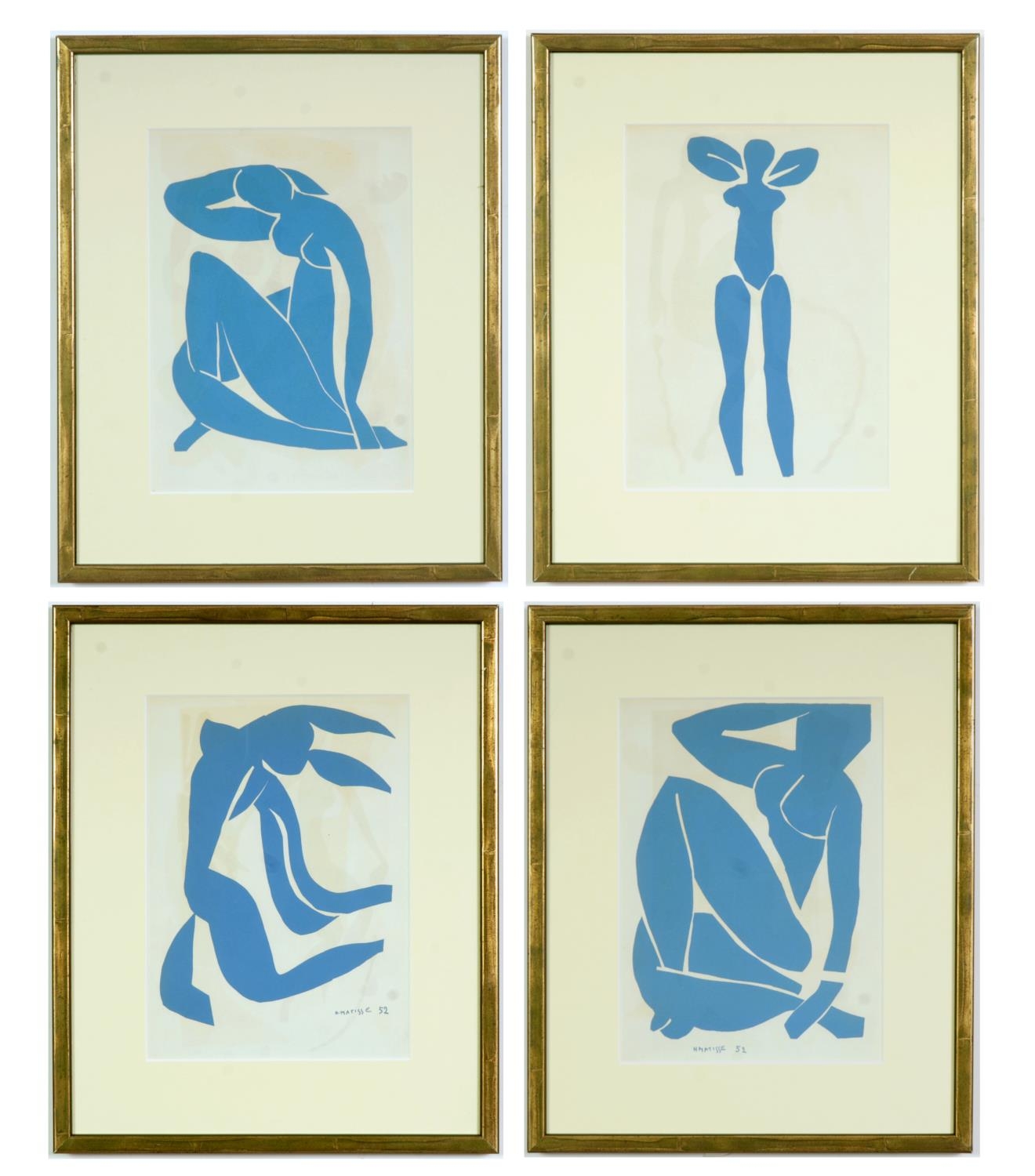 HENRI MATISSE, blue nudes, a set of four lithographs, 1960, 33cm x 25cm each.