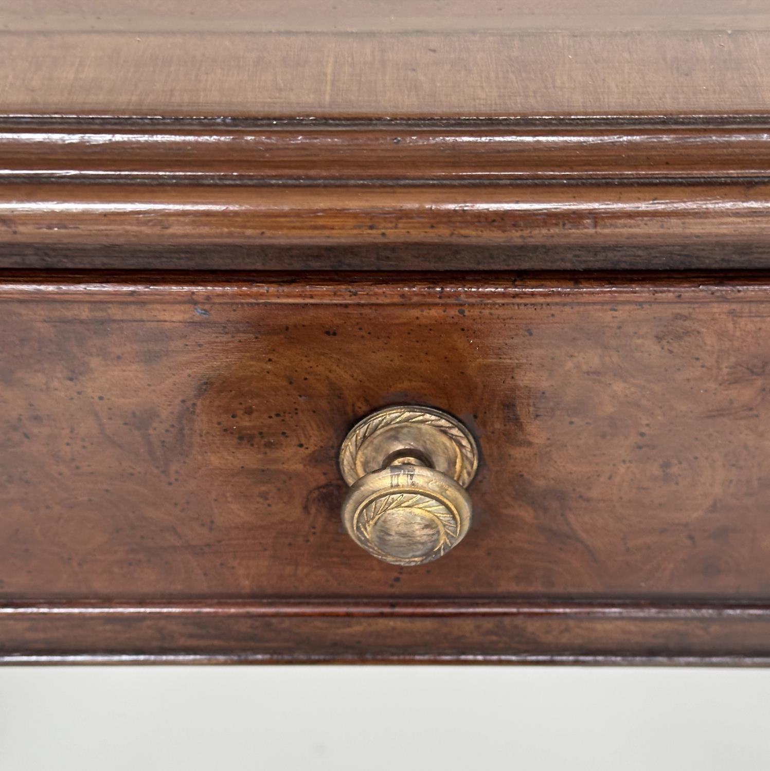 HALL TABLE, George III design burr walnut and crossbanded with three frieze drawers and tapering - Image 3 of 9