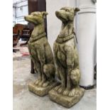 COMPOSITE STONE DOGS, a pair, 79cm H. (2)