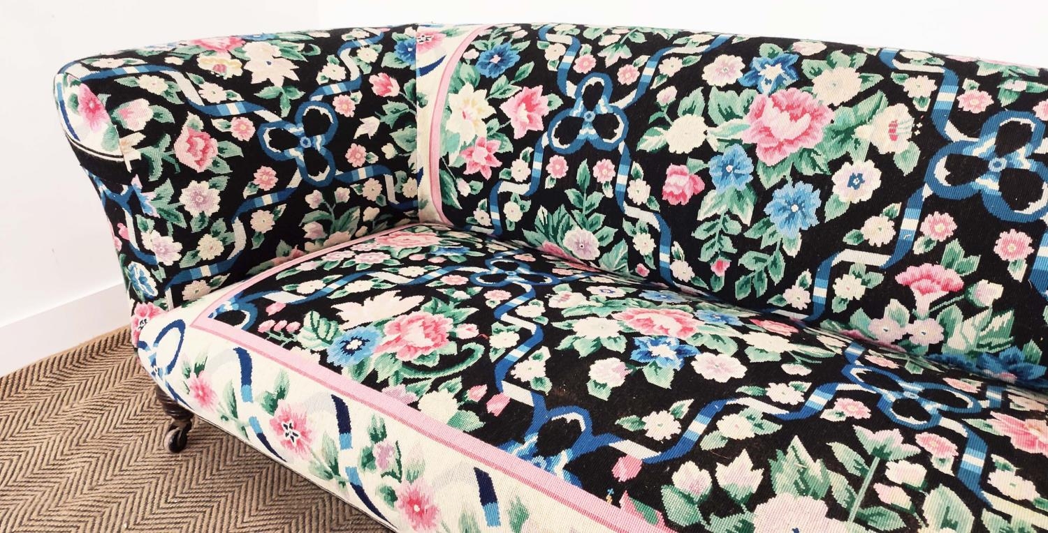 CHESTERFIELD SOFA, Victorian mahogany in floral and ribbon needlework and pink velvet upholstery - Image 11 of 14