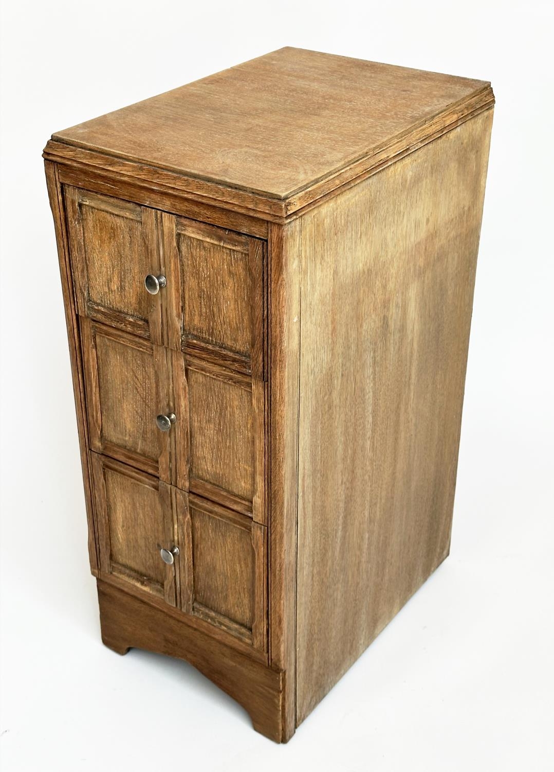 ART DECO BEDSIDE CHESTS, a pair, Heals style limed oak, each with three drawers, 78cm H x 50cm D x - Image 10 of 10