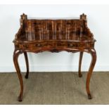 DESK, 18th century style Italian olivewood containing eight drawers, two doors and paper holders,