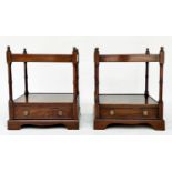 LAMP TABLES, a pair, George III design mahogany each with drawer and two tiers, 59cm H x 46cm W x