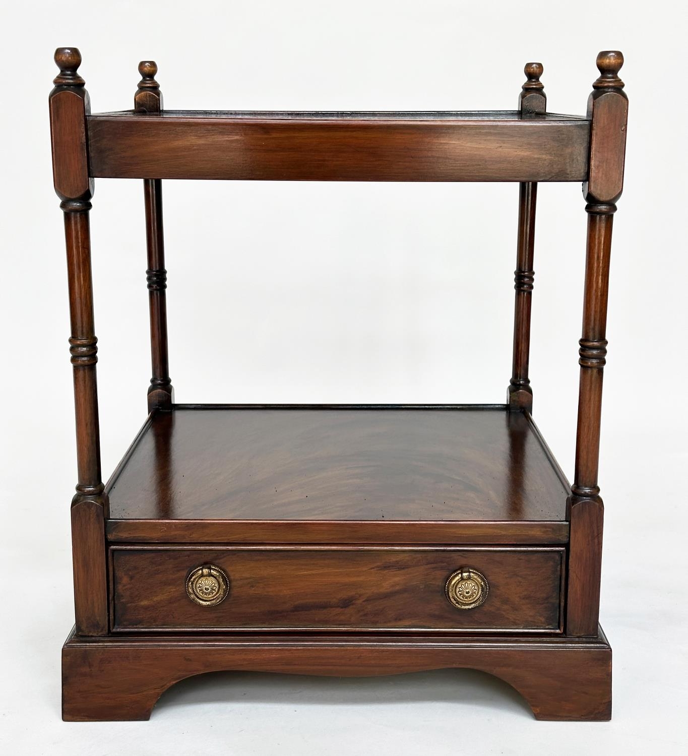 LAMP TABLES, a pair, George III design mahogany each with drawer and two tiers, 59cm H x 46cm W x - Image 5 of 10