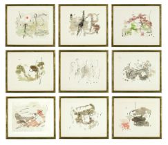 JOAN MIRO, a set of nine lithographs from Trace sur L'Eau, (Trace on the watercolour) ref Mourlot 82