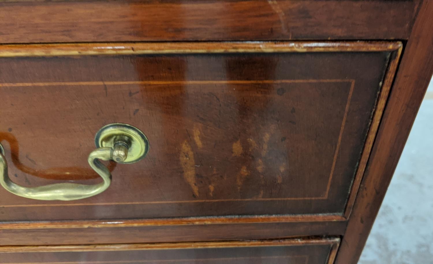 CHEST, Georgian style mahogany and line inlaid with nine drawers, 78cm H x 156cm x 46cm. - Image 10 of 22