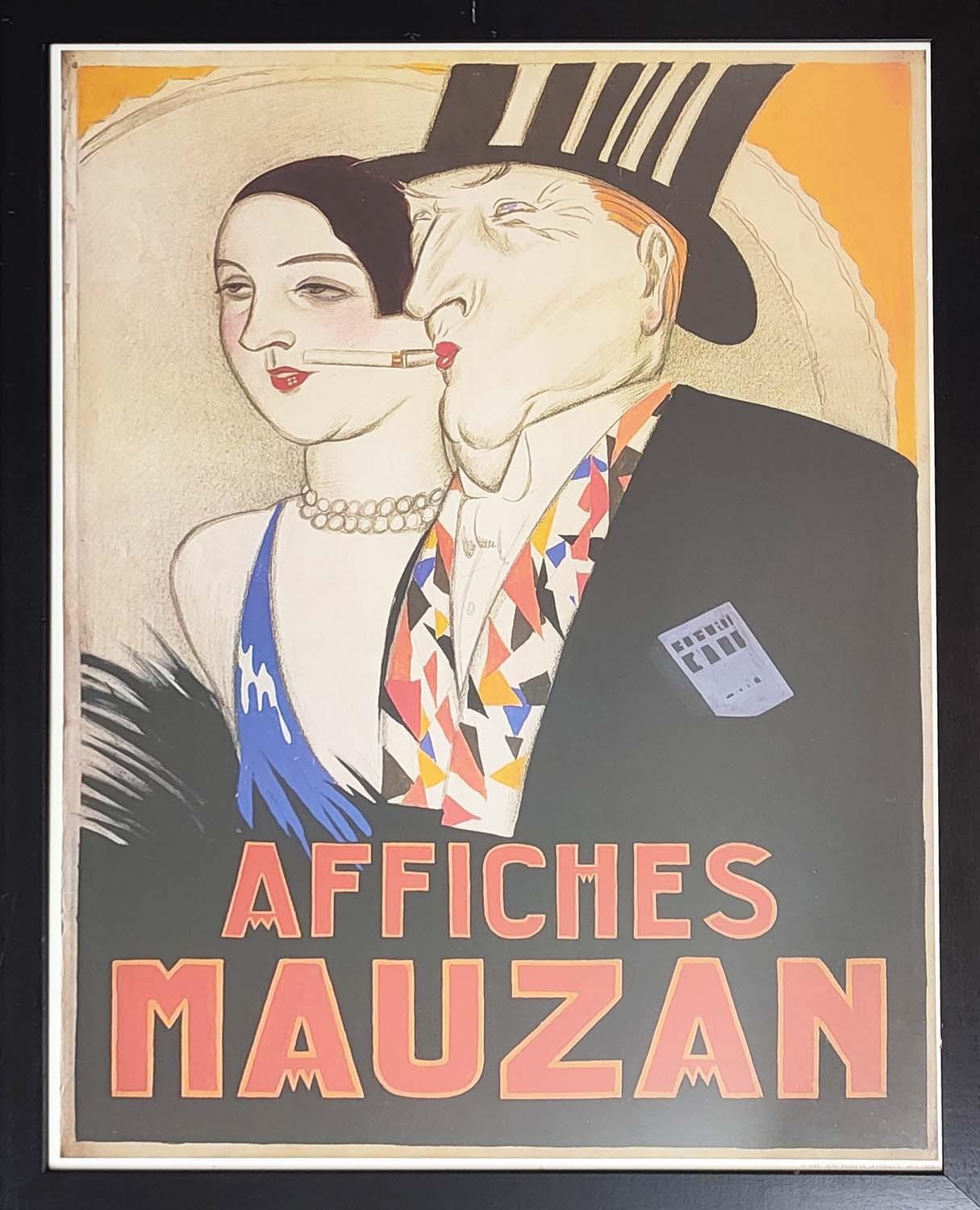 FRENCH EXHIBITION POSTER, 'Affiches Mauzan', framed, 85cm x 61cm. - Image 2 of 2