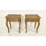 SIDE TABLES, a pair, contemporary French Provincial style, with a draw to each, 50cm x 38cm x