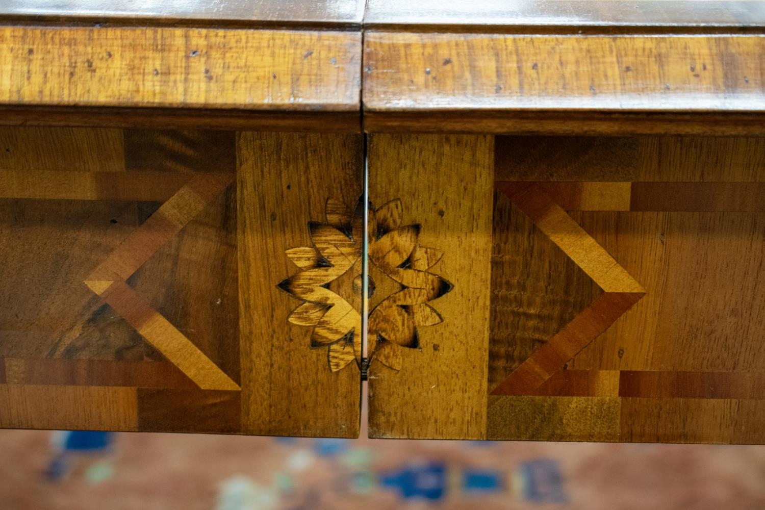 DINING TABLE, Italian walnut and marquetry with two extra leaves, 78cm H x 112cm x 127cm L, 223cm - Image 8 of 12
