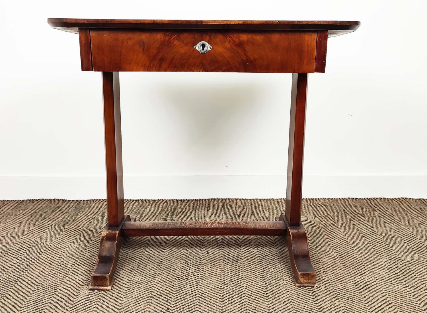 WRITING TABLE, Biedermeier walnut with single drawer, 79cm H x 94cm x 53cm. - Image 3 of 14