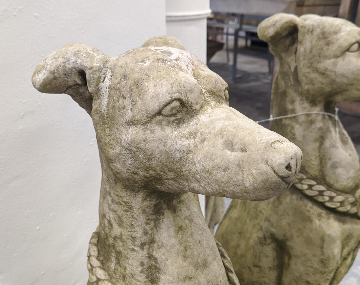 COMPOSITE STONE DOGS, a pair, 79cm H. (2) - Image 3 of 4