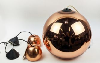 TOM DIXON COPPER CEILING PENDANT LIGHT, and two others unsigned, differing. (3)