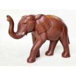 ELEPHANT, Indian carved well patinated solid elm, 83cm W x 63cm H.