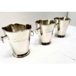 CHAMPAGNE BUCKETS, a set of three, polished metal, 23cm H x 22cm x 19cm. (3)