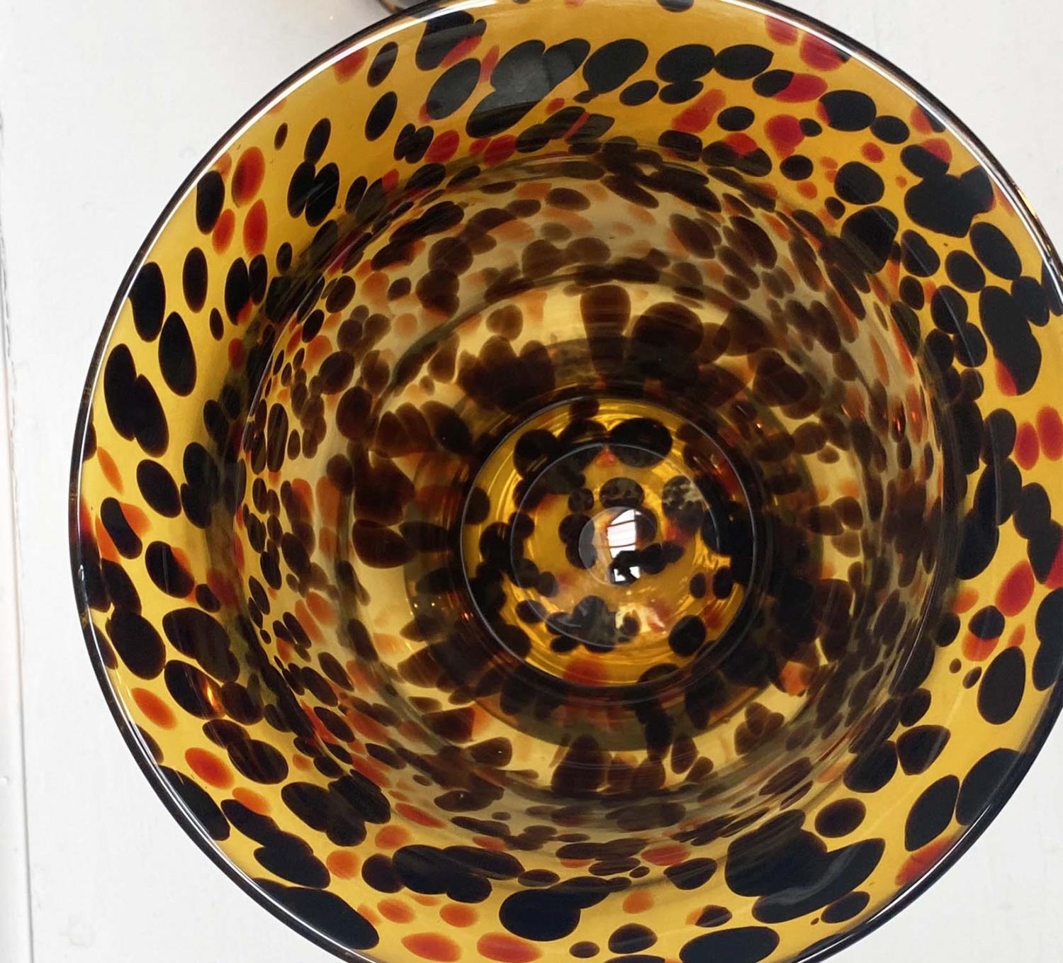 GLASS VASES, a pair, Murano style tortoiseshell glass, 30cm H x 22cm x 22cm. (2) - Image 5 of 5