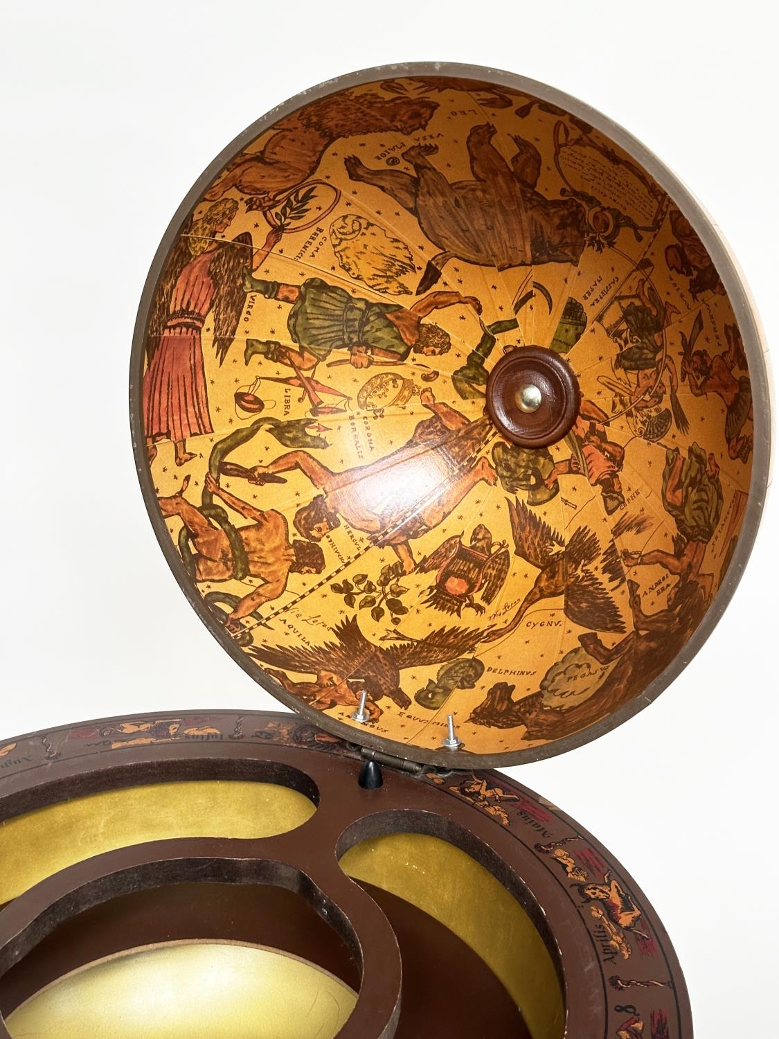 GLOBE COCKTAIL CABINET, in the form of an antique terrestrial globe on stand with rising lid and - Image 10 of 13