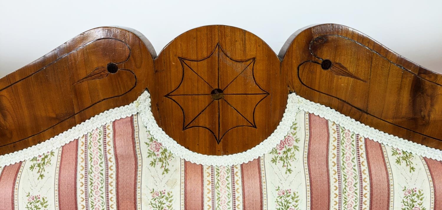 SOFA, Biedermeier cherrywood and line inlaid with pink striped upholstery, 104cm H x 168cm x 68cm. - Image 15 of 24