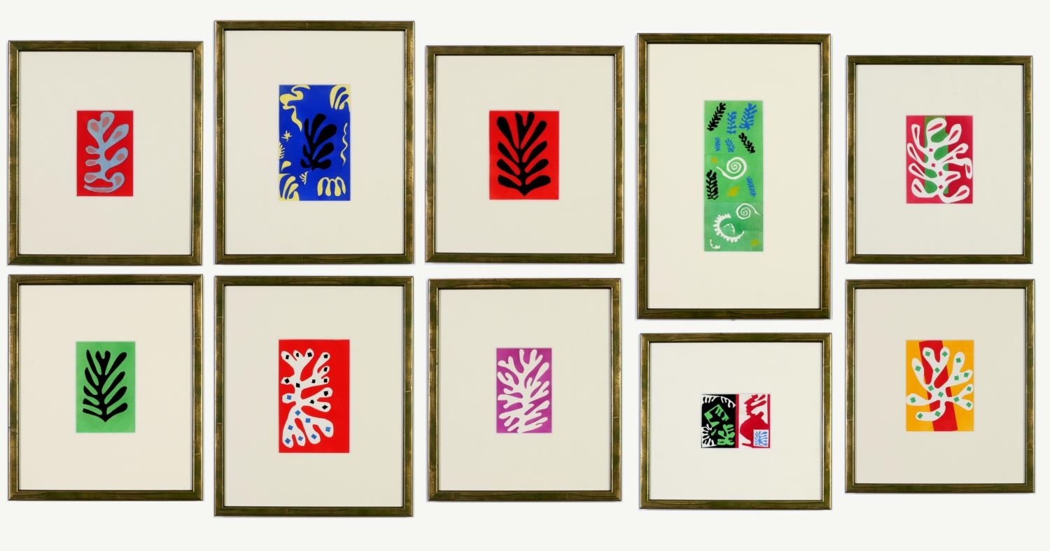 HENRI MATISSE, a set of ten rare hand coloured pochoir, after the decoupage, edition 1000, published