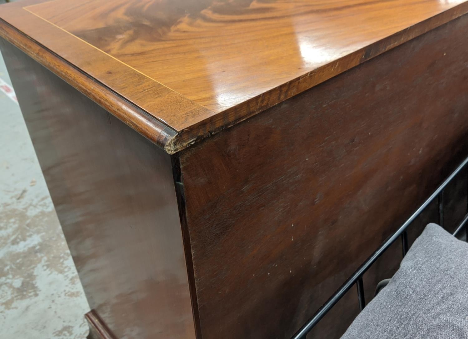 CHEST, Georgian style mahogany and line inlaid with nine drawers, 78cm H x 156cm x 46cm. - Image 15 of 22