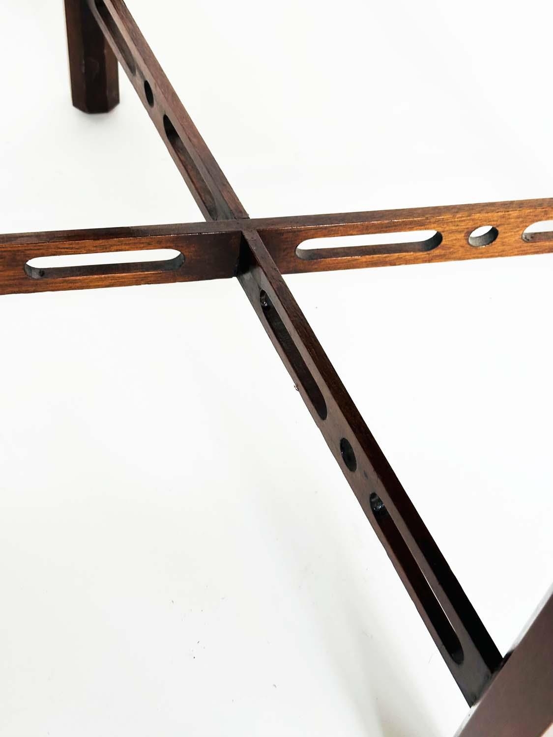 LAMP TABLES, a pair, George III design mahogany each with canted corners and pierced 'X' stretchers, - Image 9 of 9