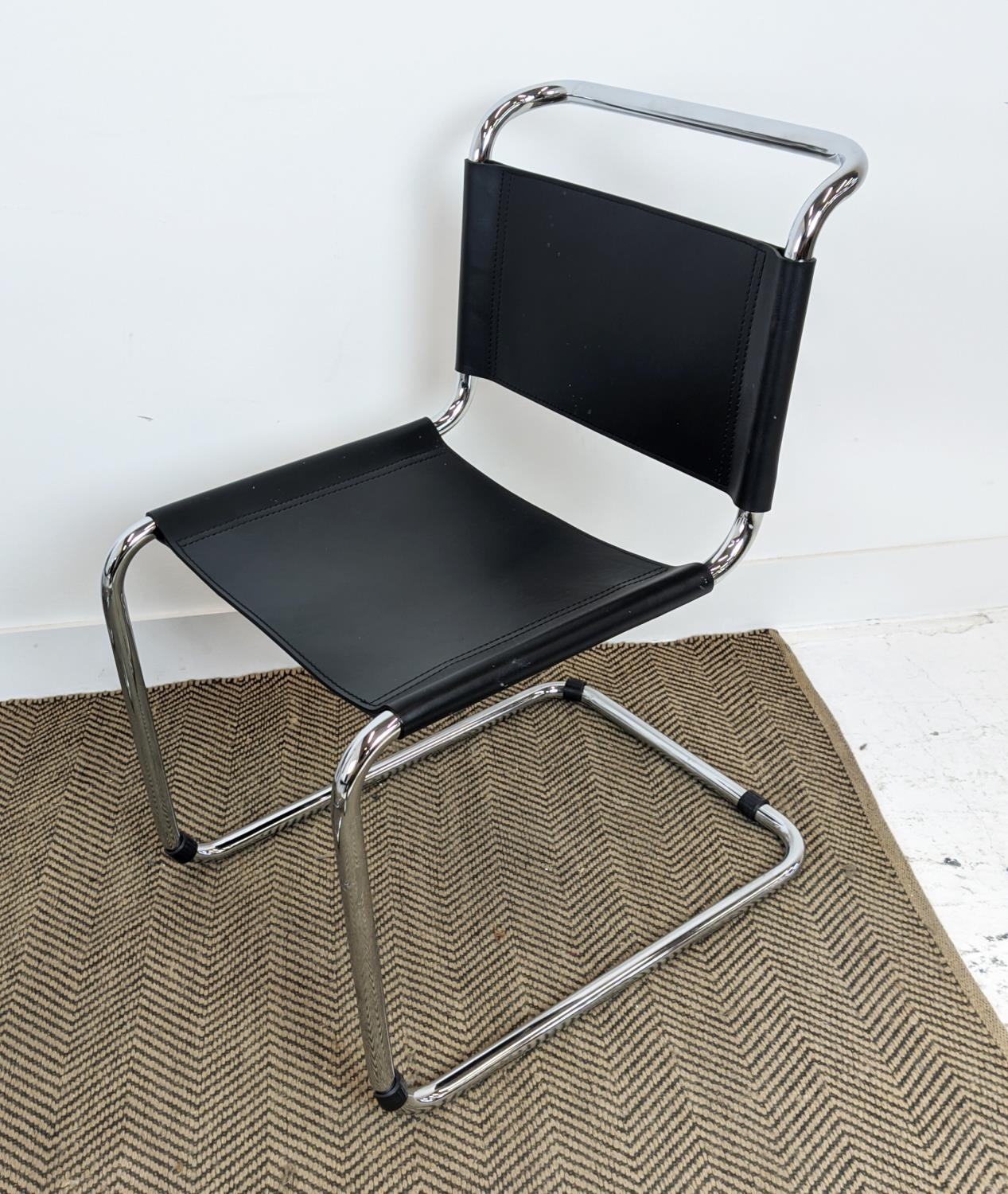 DINING CHAIRS, a set of six, Bauhaus design, tubular back chrome with leather seats, each 48cm W x - Image 10 of 14