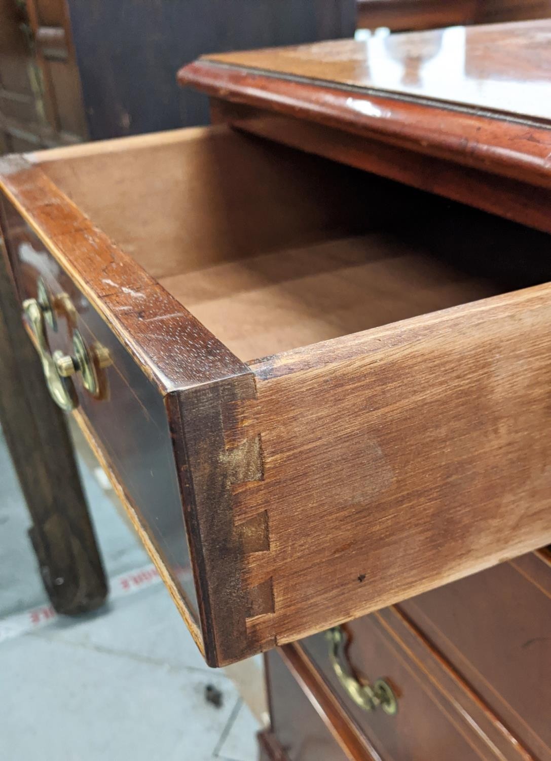 CHEST, Georgian style mahogany and line inlaid with nine drawers, 78cm H x 156cm x 46cm. - Image 21 of 22