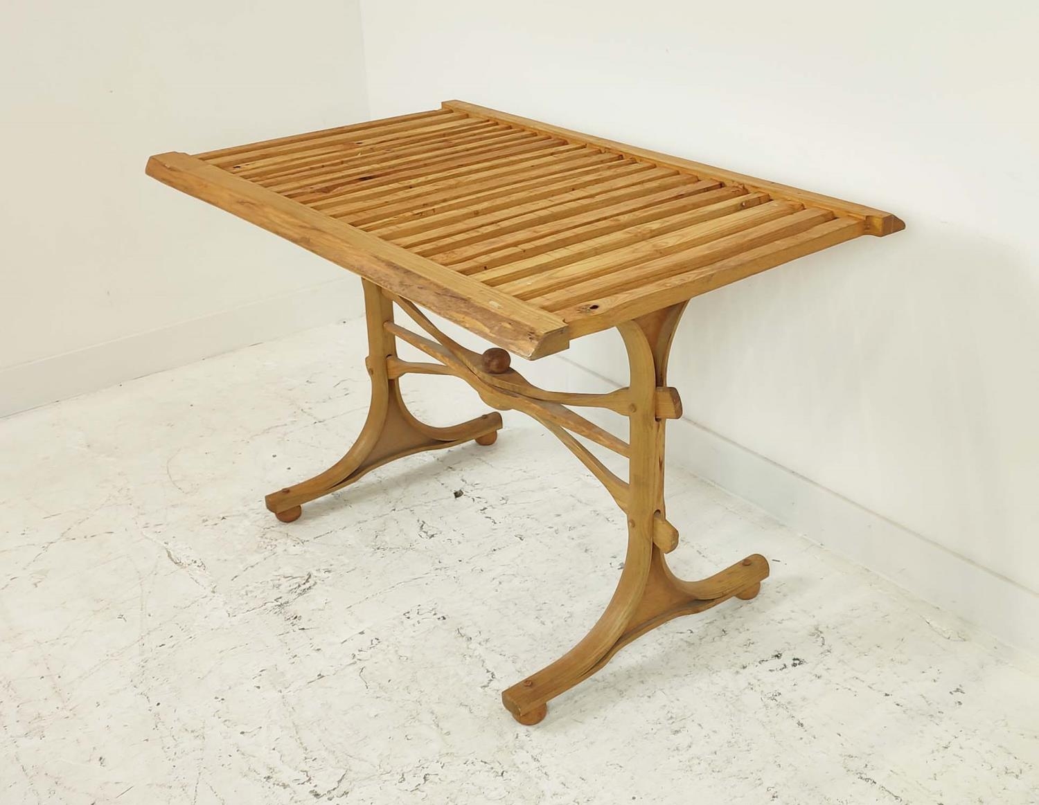 CENTRE TABLE, ash with slatted top, 75cm H x 116cm W x 73cm D. - Image 4 of 14