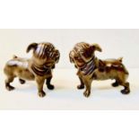 SCULPTURAL BULLDOGS, a pair, in bronze, 29cm H x 38cm L (2)