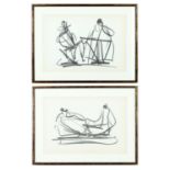HENRY MOORE, a pair of off set lithographs from the 1954 edition, 30.5cm x 45cm.