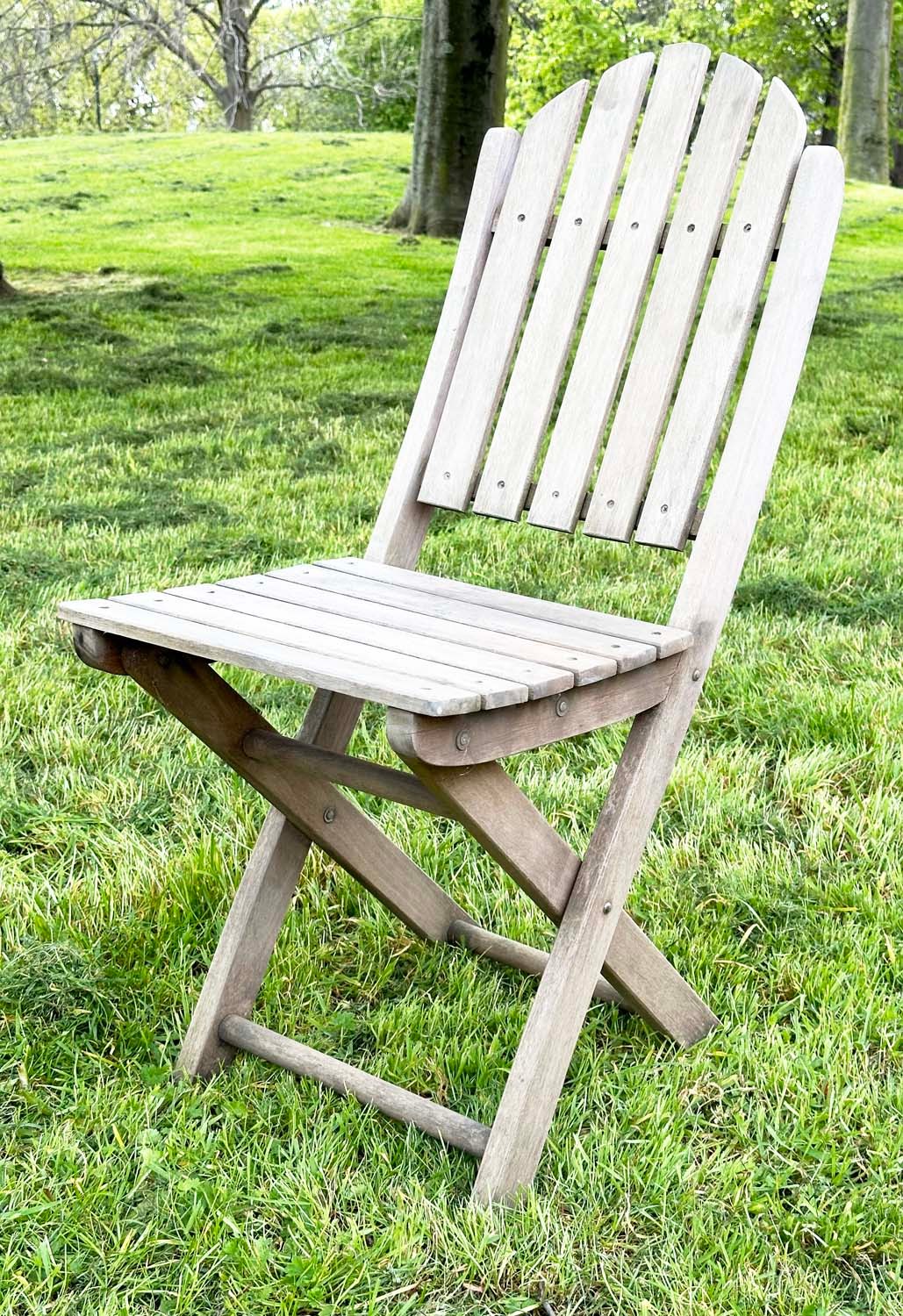 GARDEN CHAIRS, a set of four, teak slatted folding stamped JYZ since 1833. (4) - Image 4 of 16