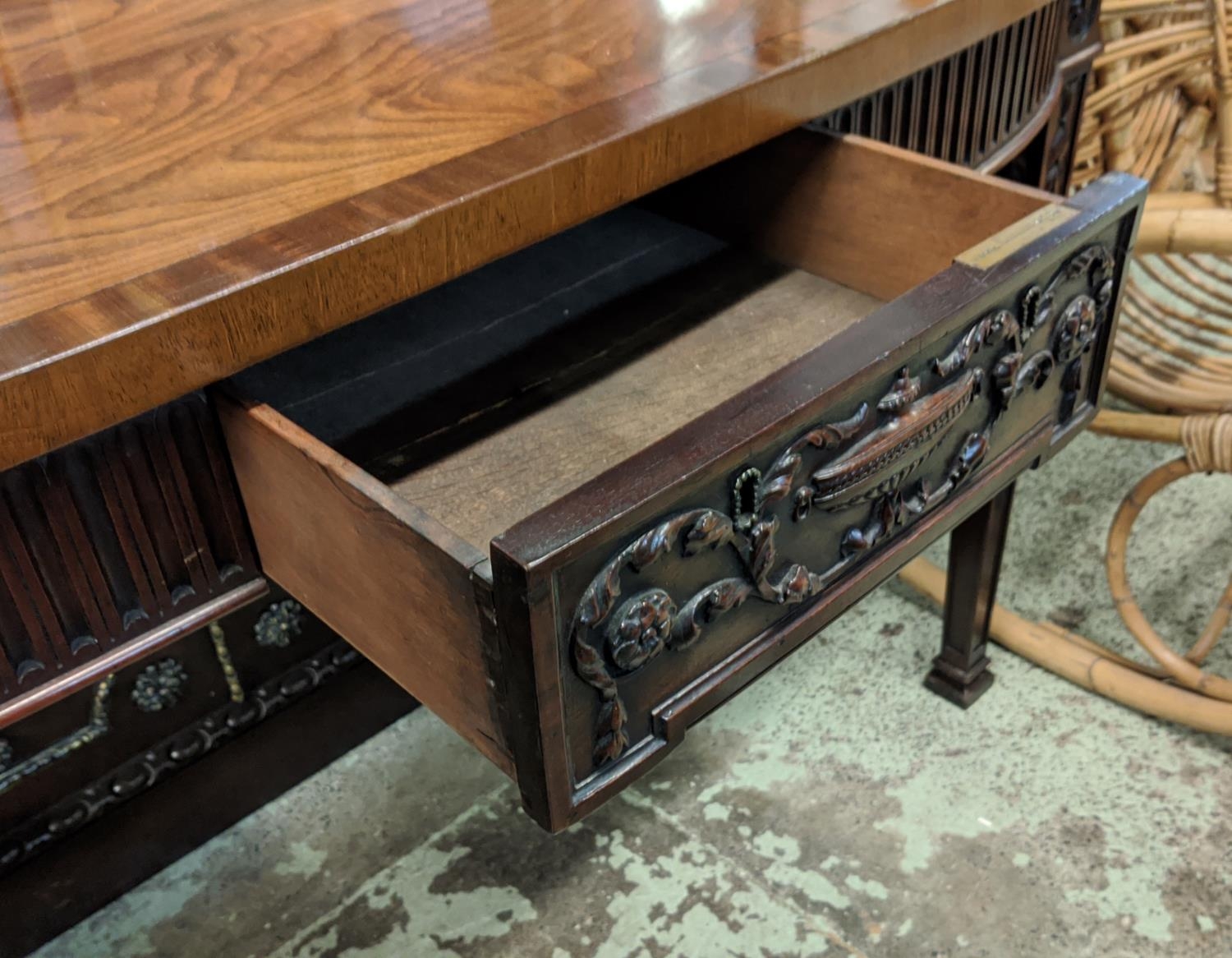 SERVING TABLE, 137cm x 61cm x 89cm H, late 19th century George III style mahogany with two drawers. - Image 7 of 14