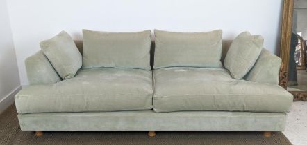 SINCLAIR MATTHEWS SANTA BARBARA SOFA, light green upholstery, 214cm W x 72cm H x 110 cm D.