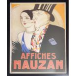 FRENCH EXHIBITION POSTER, 'Affiches Mauzan', framed, 85cm x 61cm.