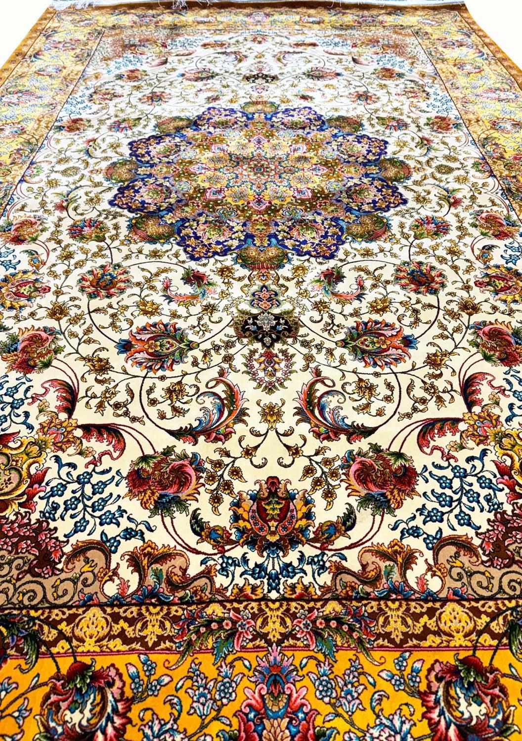 FINE ISPHAHAN DESIGN BAMBOO SILK RUG, 225cm x 150cm. - Image 4 of 4