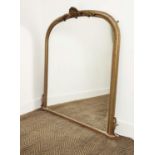 OVERMANTEL, Victorian style with arched gilt frame, 113cm H x 103cm W.