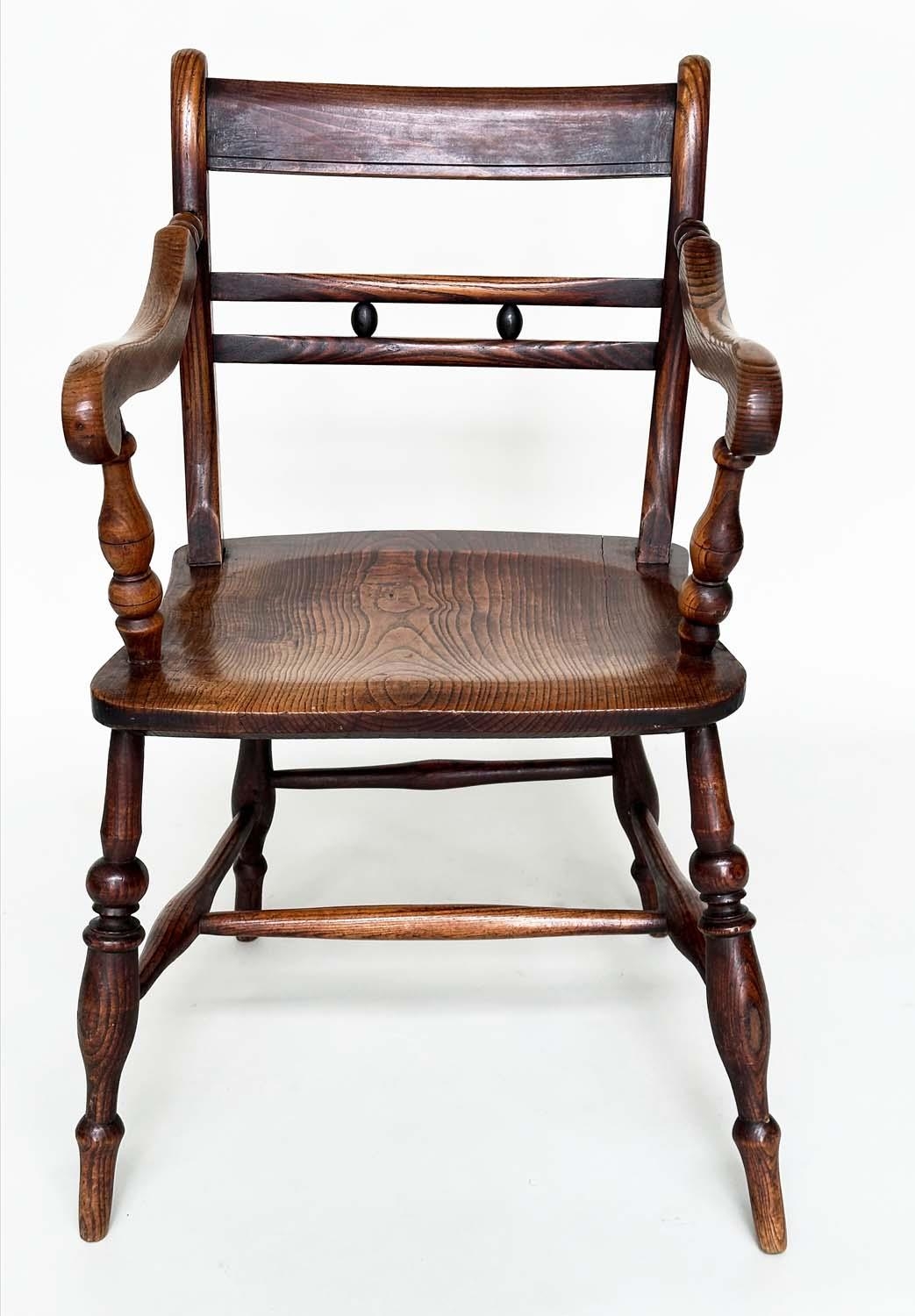 OXFORD ARMCHAIRS, a pair, 19th century English, High Wycombe, ash, elm and alder with shaped seats - Image 11 of 11