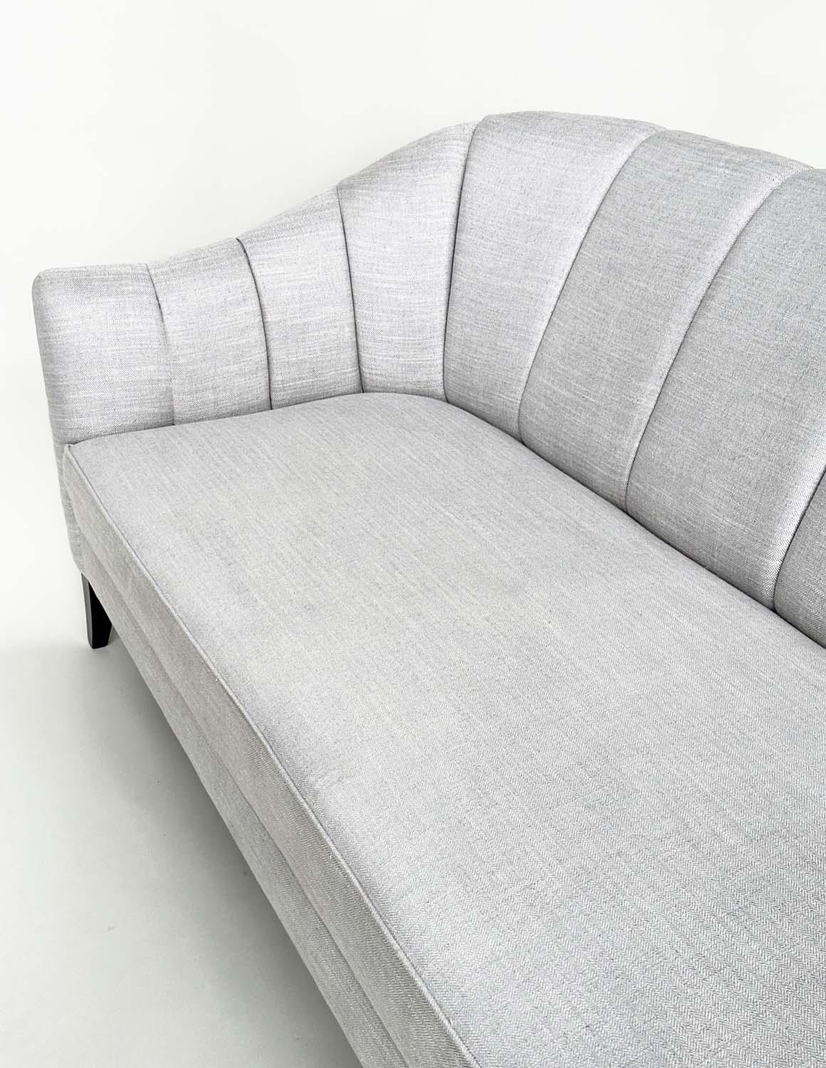 BRAY DESIGN SOFA, ribbed curved back and out swept supports, in Sahco Flint fabric upholstery, 210cm - Image 9 of 11
