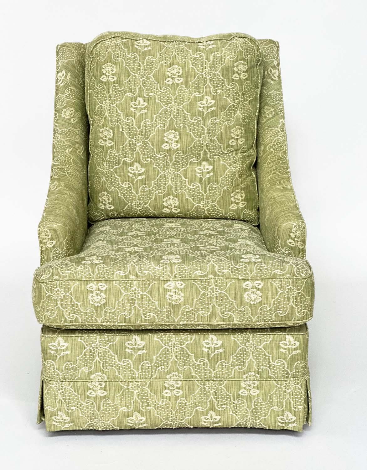 ARMCHAIR, Egerton style with sloping arms and moss green woven upholstery, 66cm W. - Bild 2 aus 7