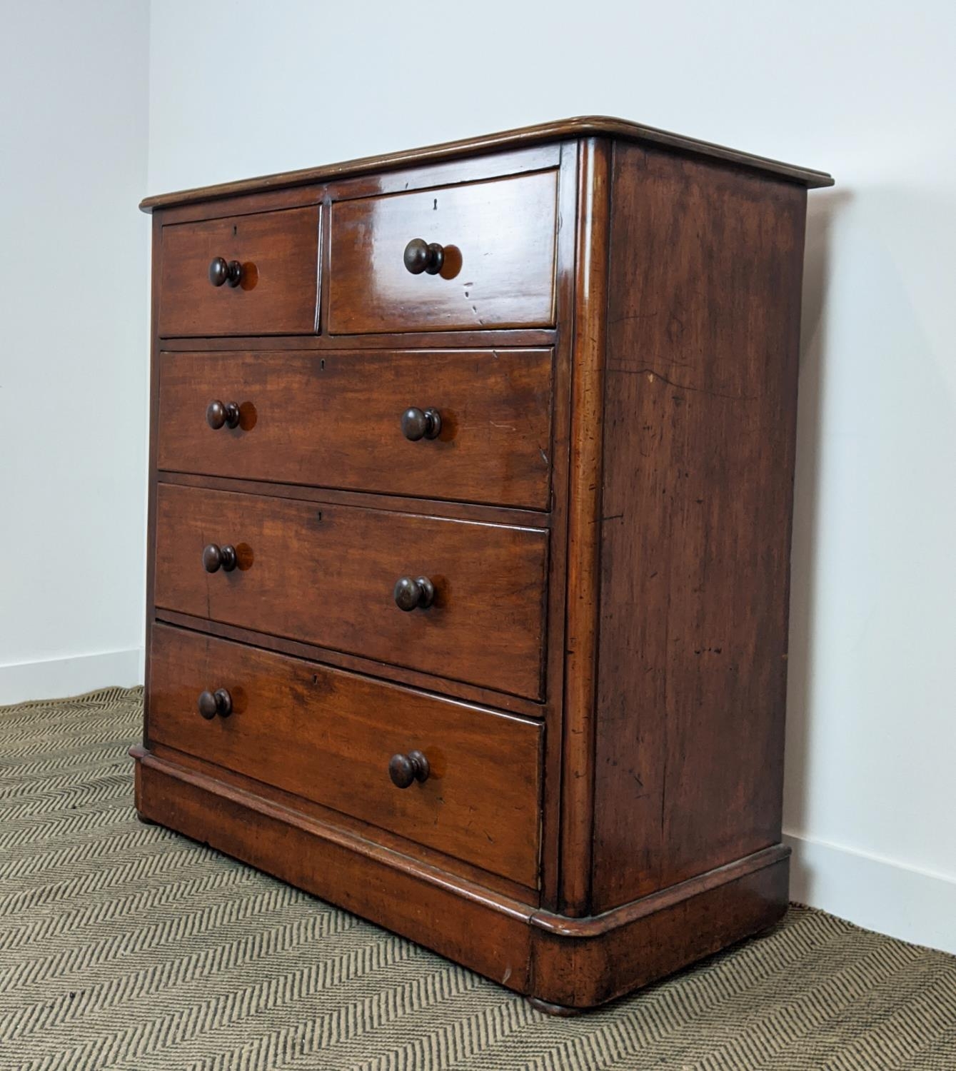 CHEST, Victorian mahogany with five drawers, 122cm H x 123cm x 56cm. - Bild 8 aus 22