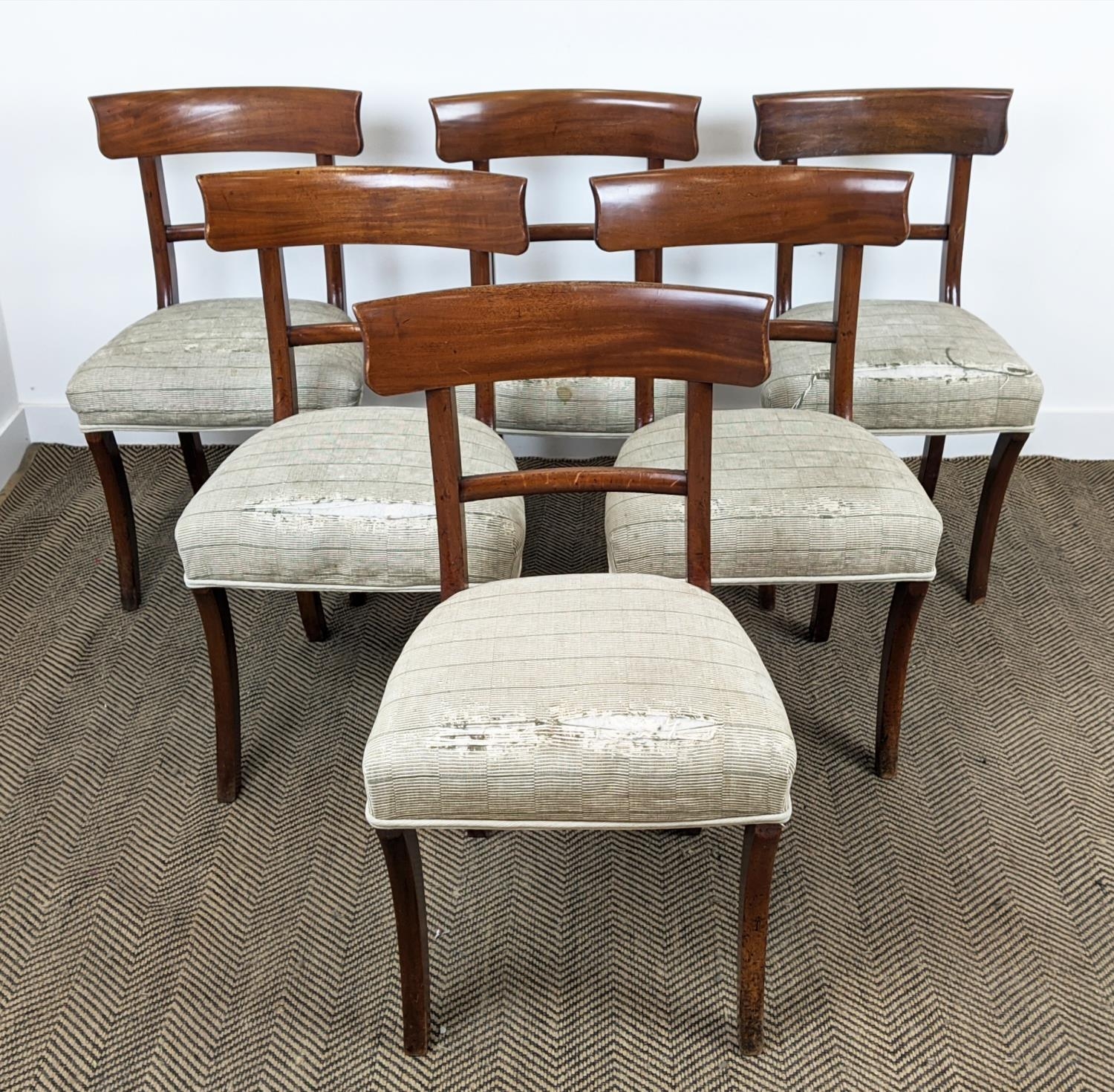 DINING CHAIRS, a set of six, circa 1830, mahogany with stuffover seats, 86cm H x 49cm x 48cm. (6) - Image 4 of 16