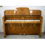 UPRIGHT PIANO, by Berry of London, Art Deco walnut cased, 101cm H x 136cm x 49cm.