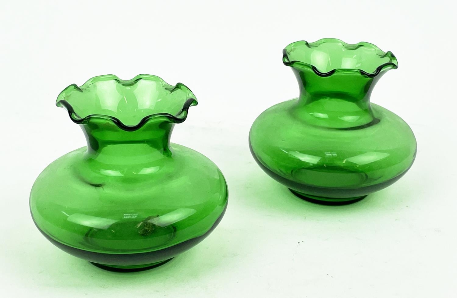 QUANTITY OF GREEN URANIUM GLASS, three pairs of candlesticks, a large figural vase, a mermaid - Image 13 of 16