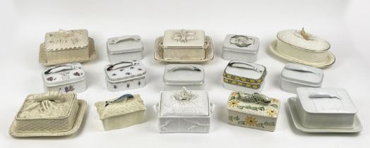 SARDINE DISHES, a collection of fifteen, various designs and patterns. (15)