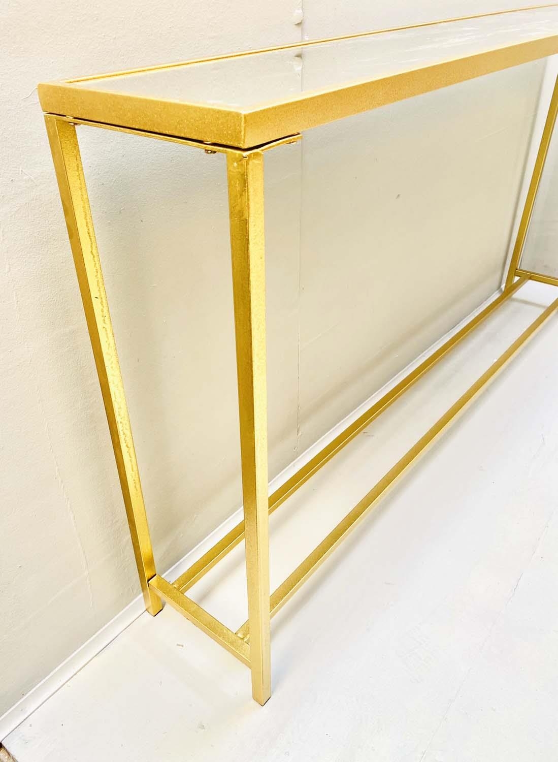 CONSOLE TABLE, 79cm high x 152cm wide x 25cm deep, mirrored glass top, gilt metal frame. - Bild 3 aus 4