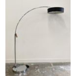 ESTILUZ IRIS FLOOR LAMP, polished metal with shade.