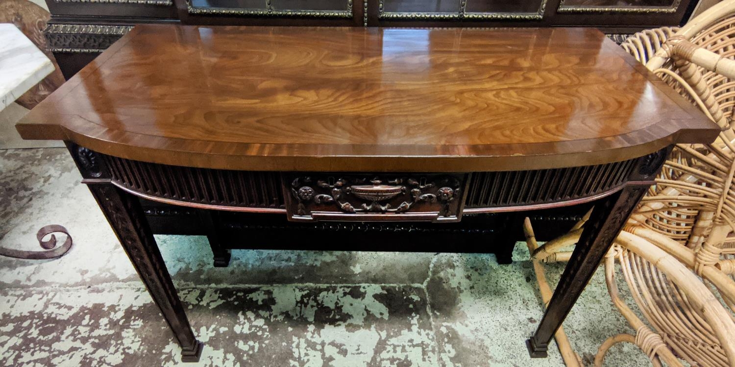 SERVING TABLE, 137cm x 61cm x 89cm H, late 19th century George III style mahogany with two drawers. - Bild 4 aus 14
