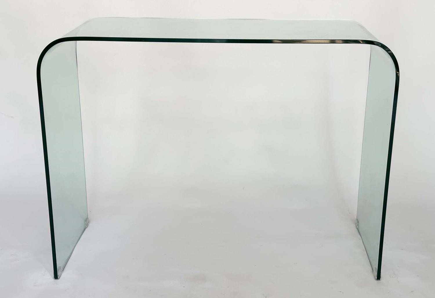 CONSOLE TABLE, curved arched glass, 110cm W x 80cm H x 40cm D. - Image 4 of 6