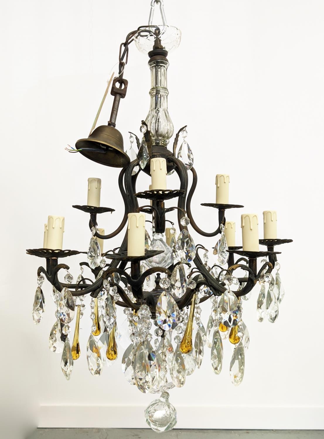 CHANDELIER, similar to previous lot fitted with twelve lights, 50cm W x 110cm H, including chain. - Image 2 of 14