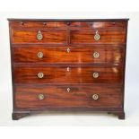 SCOTTISH HALL CHEST, early 19th century figured mahogany of adapted shallow proportions with real