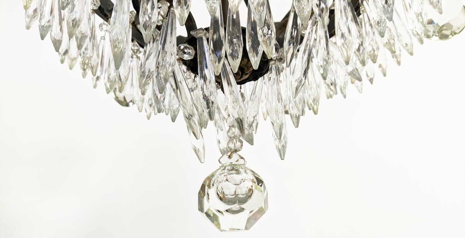 CHANDELIER, gilt metal with stag heads, glass drops and six lights, 53cm W x 85cm H overall. - Image 11 of 16